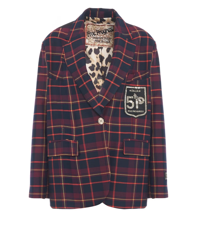 Blazer monopetto con patch logo