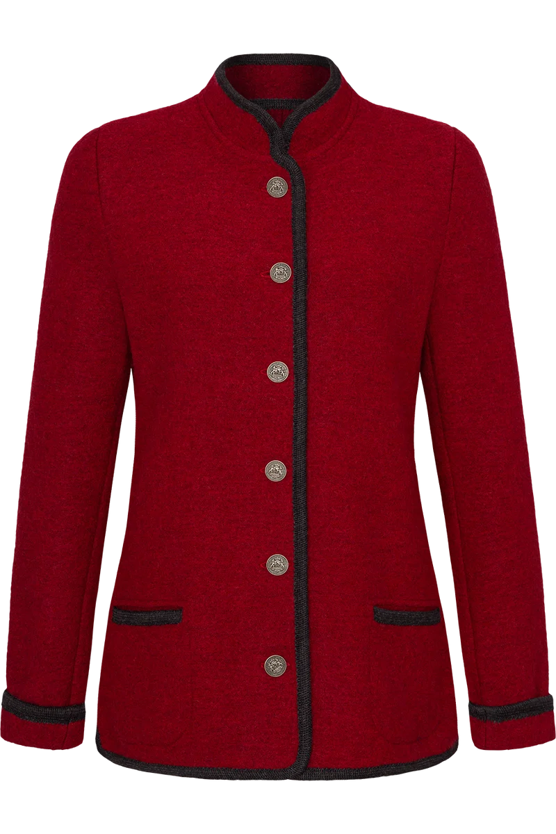 Damen Trachtenjacke aus feinster Schurwolle - weinrot/anthra