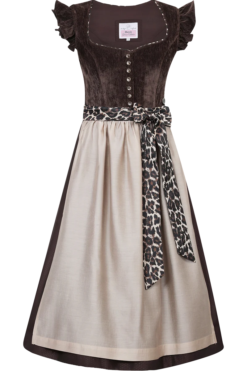 Midi-Leodirndl mit abnehmbaren Flügelärmeln Oberhofen - espresso