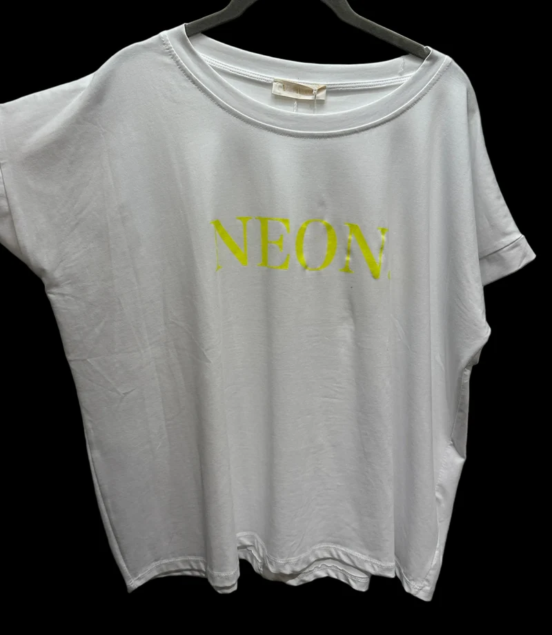T-Shirt V Milano weiß/neongelb