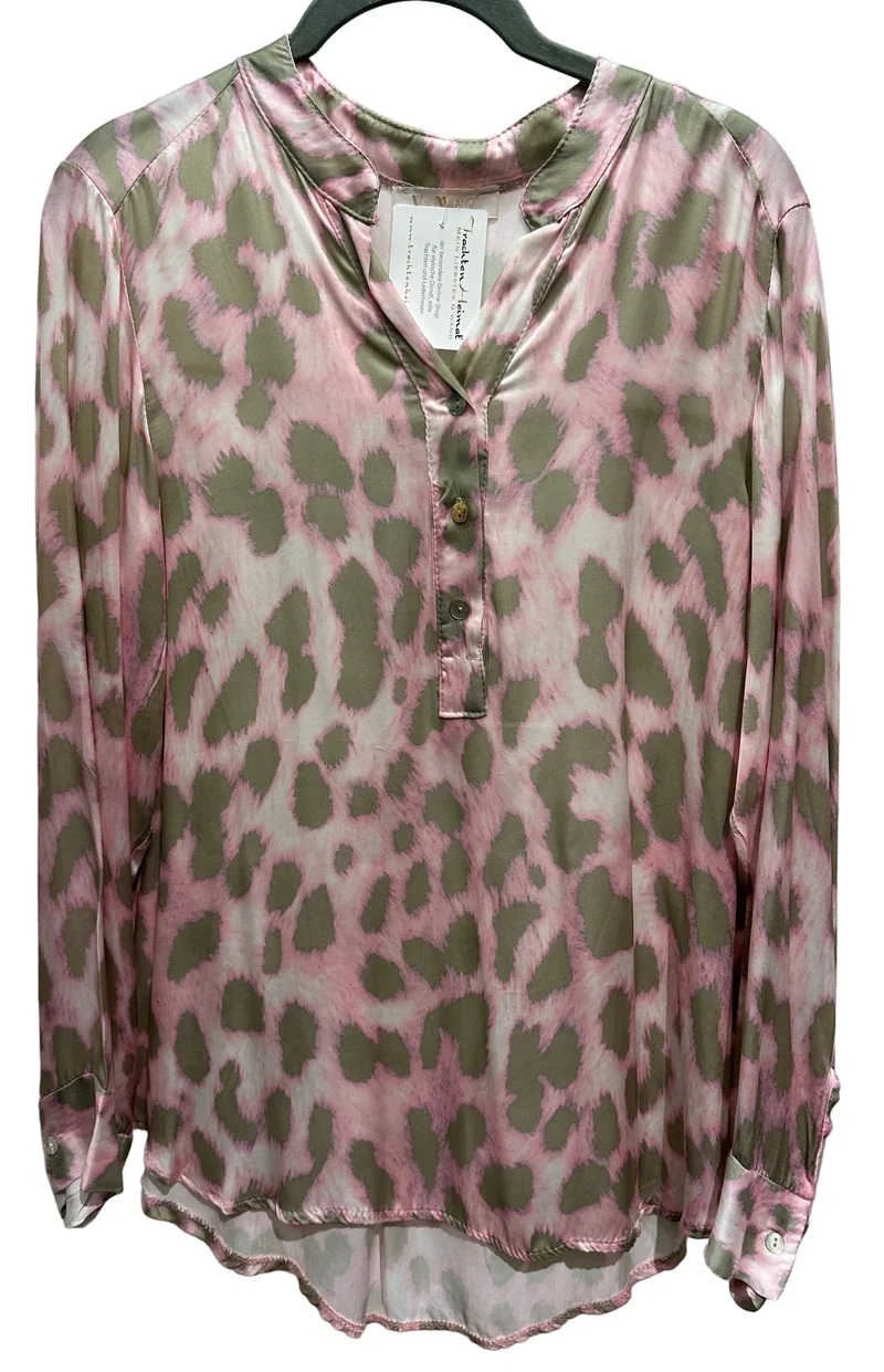 Bluse rosa/grün-leopard