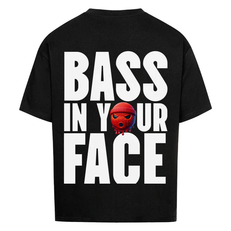 "Bass in your Face" – Oversized Techno Shirt (Doubleprint)