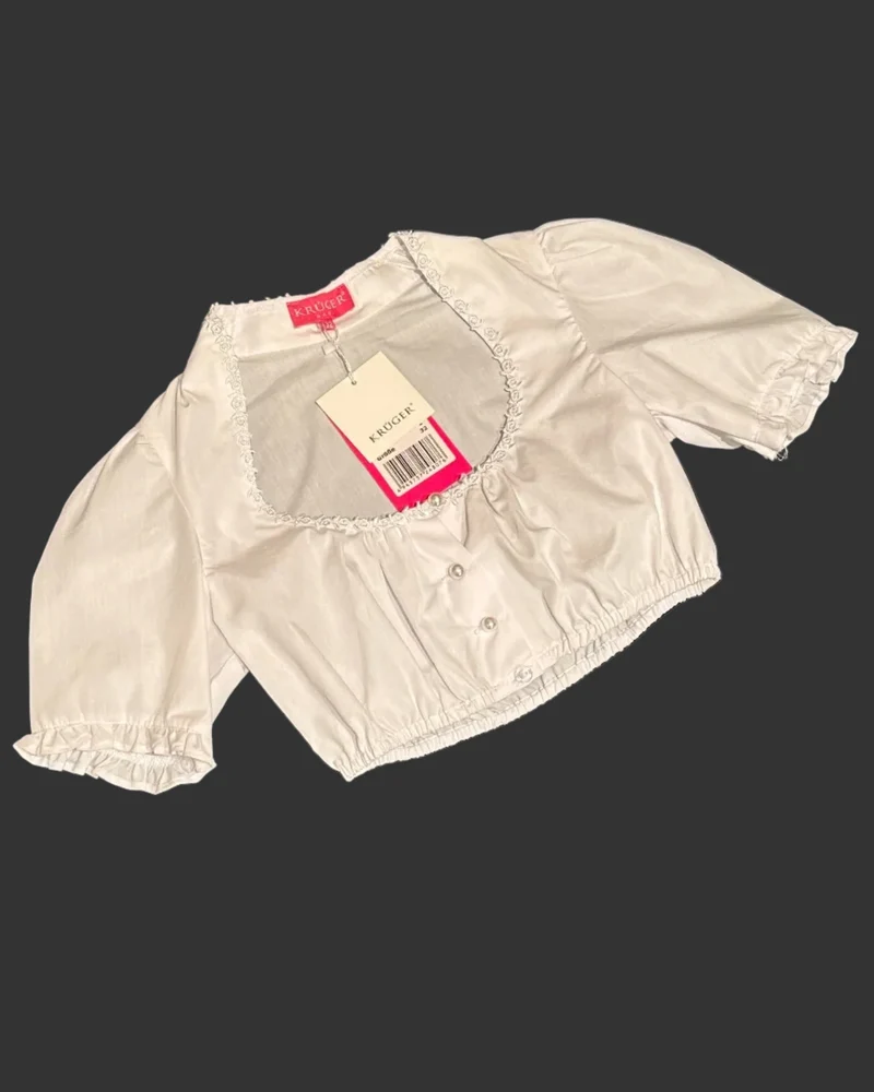 Dirndlbluse Krüger Madl Stehkragen Little Flower weiß