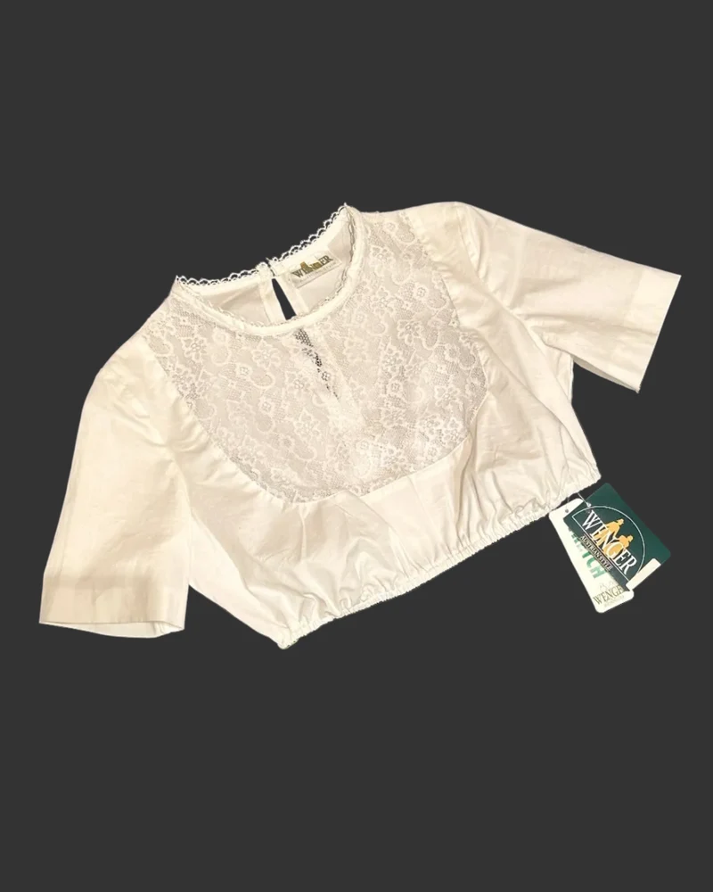 Dirndlbluse Rosalie Wenger hochgeschlossen mit Spitze weiß