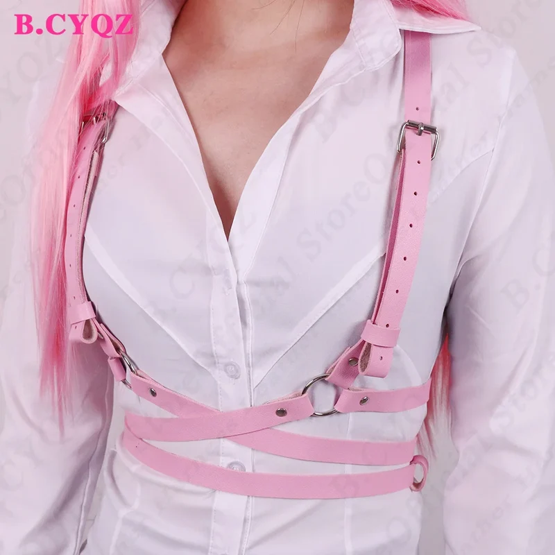 Sexy rosa PU Leder geschirr Gürtel Bondage