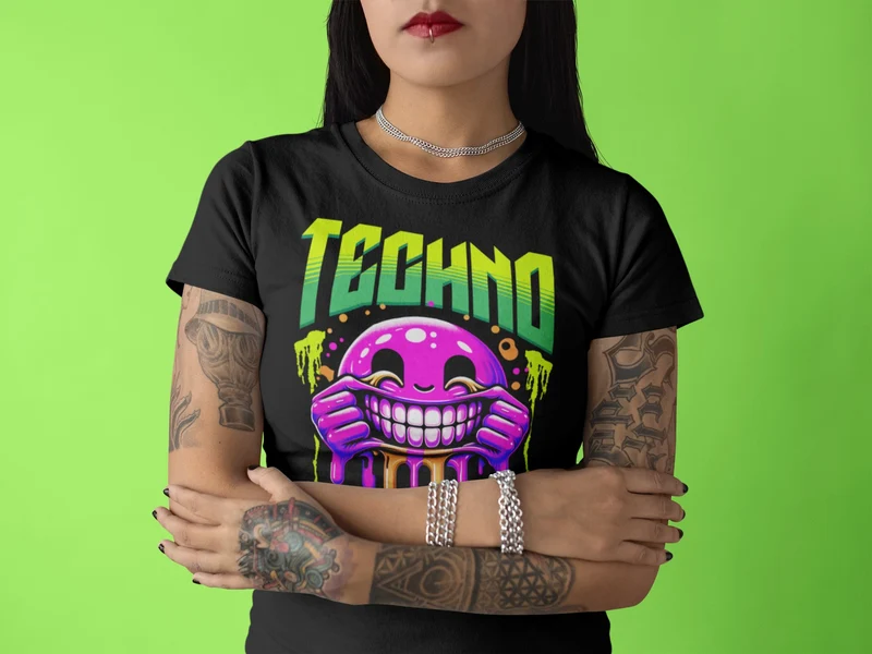 "Techno Till I Die" enges Damen Techno Shirt