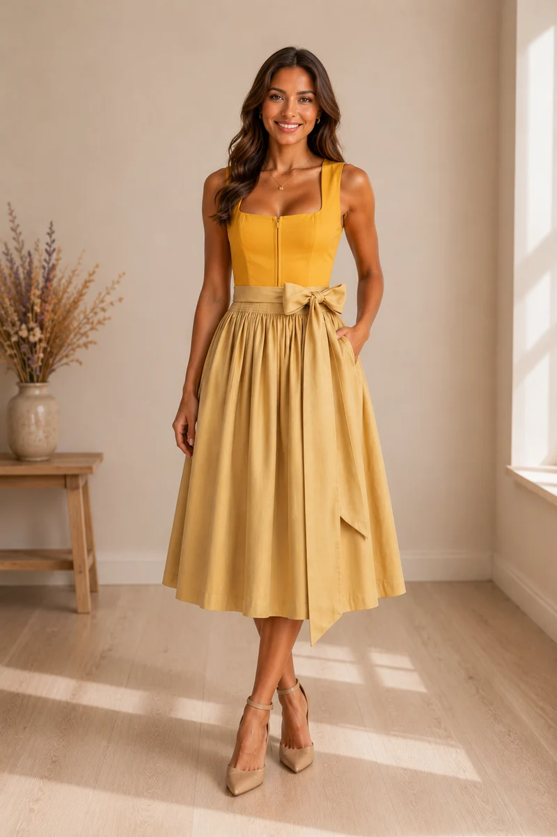 Dirndl Liga Di Bavaria Amalfi Zitronengelb 70 cm