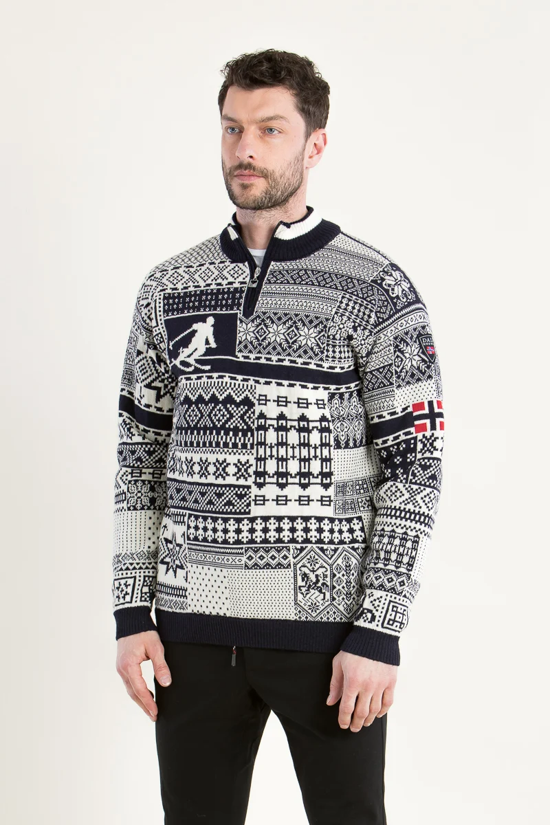 Dale of Norway Norwegerpulli History blau