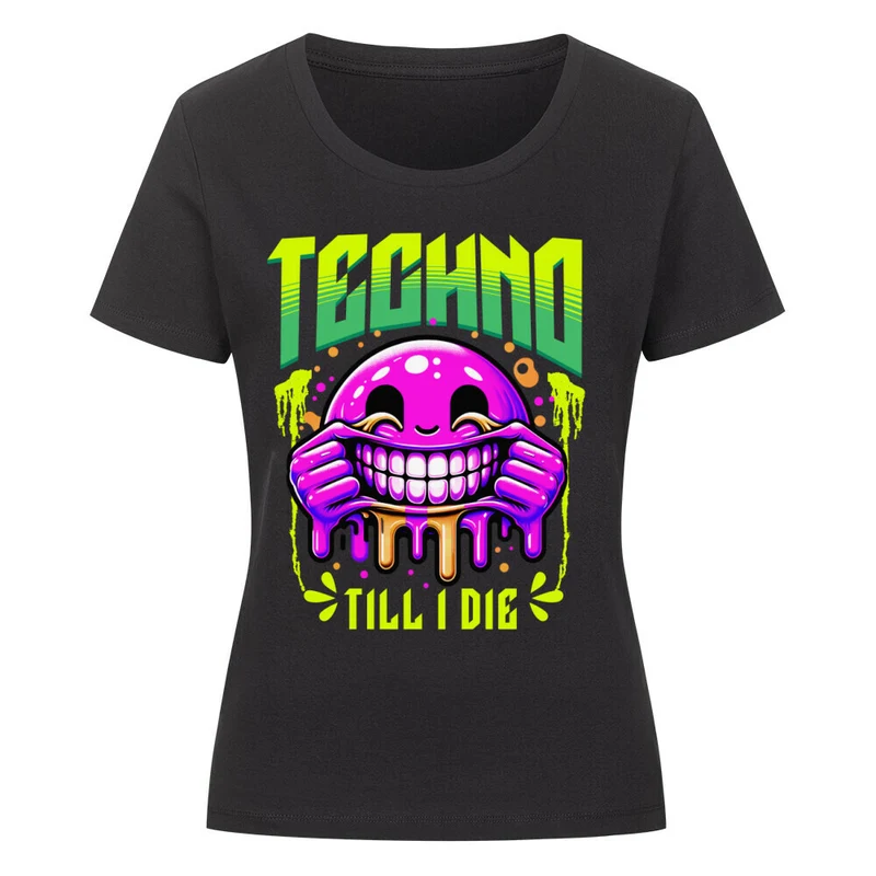 "Techno till I die" | Techno T-Shirt Damen eng