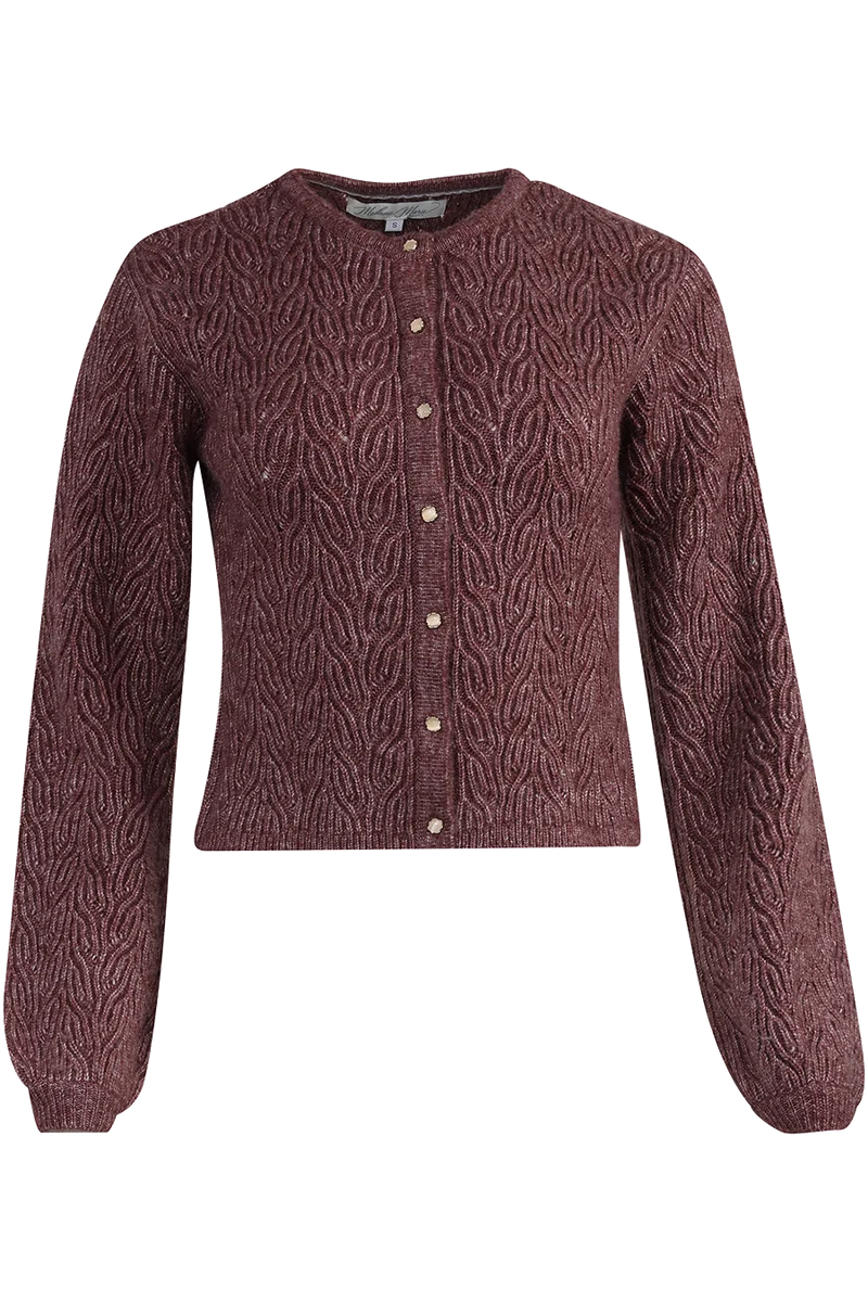 Damen Dirndljacke mit erhabenem Strickmuster - mahagoni melange