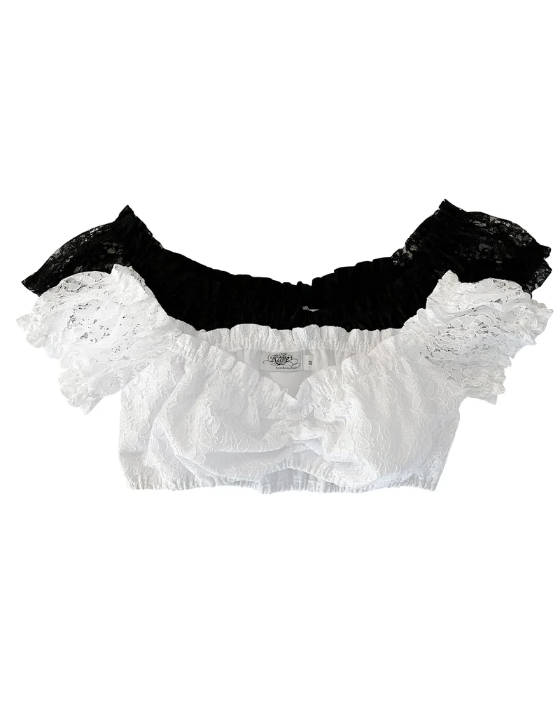 Lace Off-the-Shoulder Blouse w/ Gathers