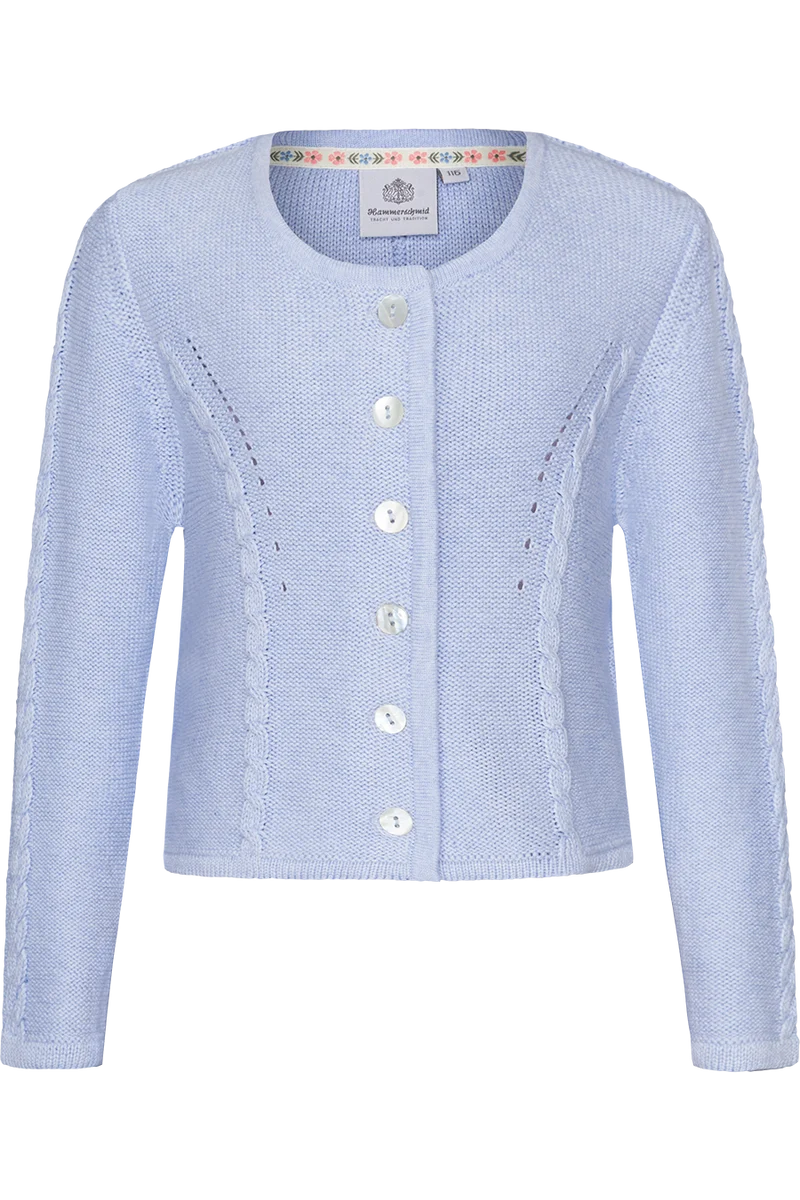 Kinder Trachtenstrickjacke kurz mit Zopfmuster