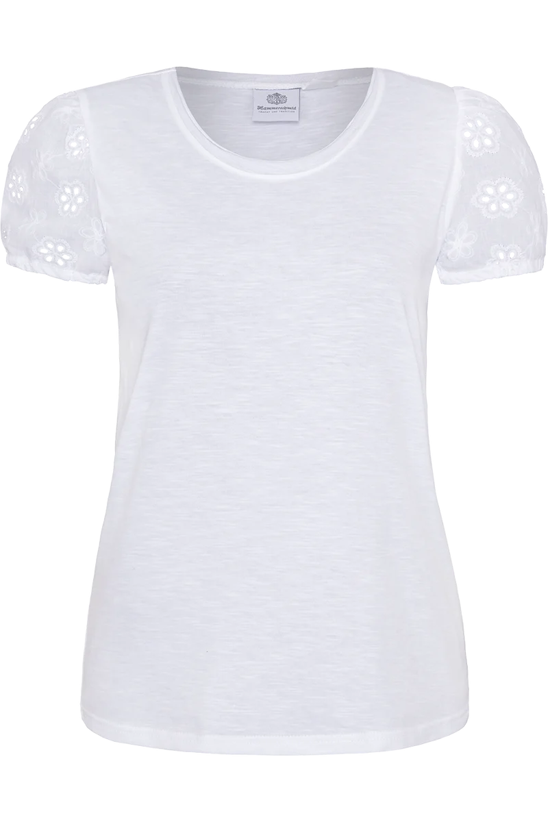 Damen Trachtenshirt mit floraler Lochstickerei
