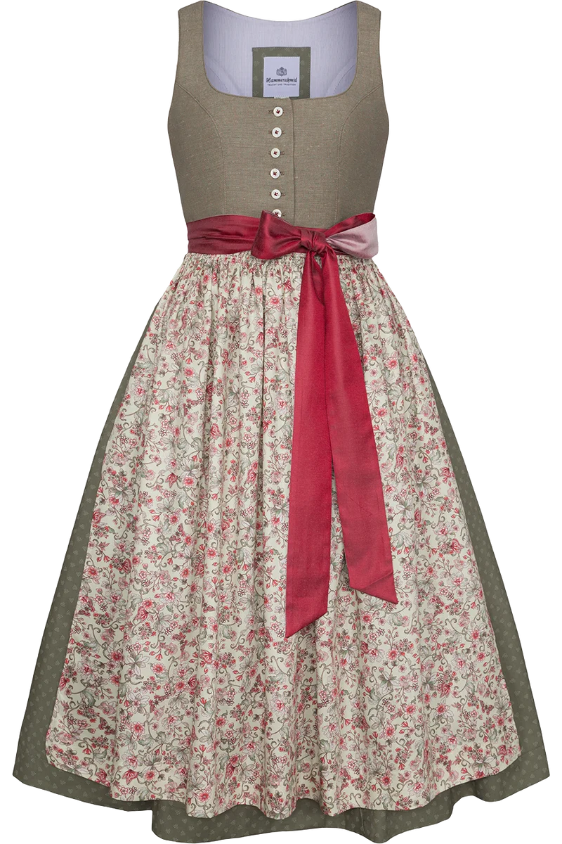 Langes Baumwoll-Leinen-Dirndl