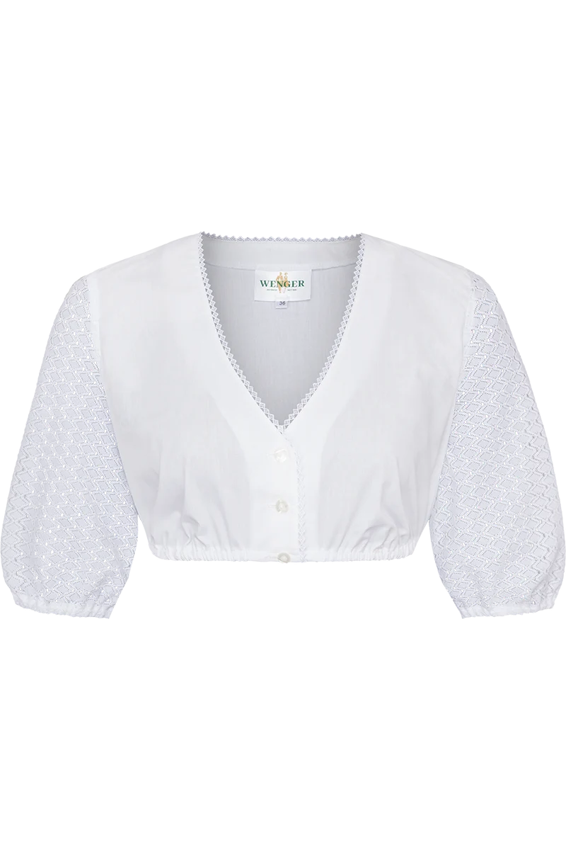 Dirndlbluse mit halblangen Spitzen-Ärmeln