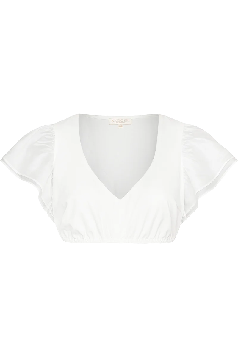 Dirndlbluse mit Flügelärmel und V-Ausschnitt