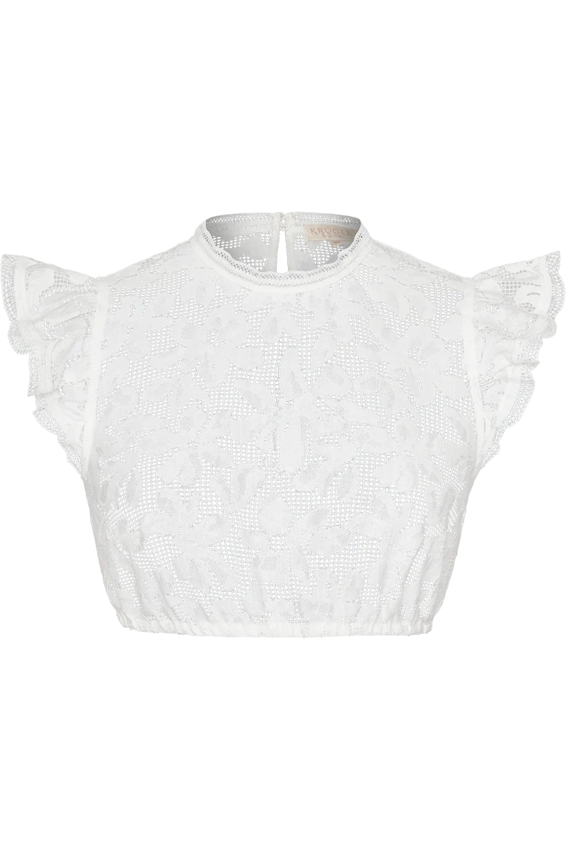 Dirndlbluse mit Flügelärmel und floraler Spitze