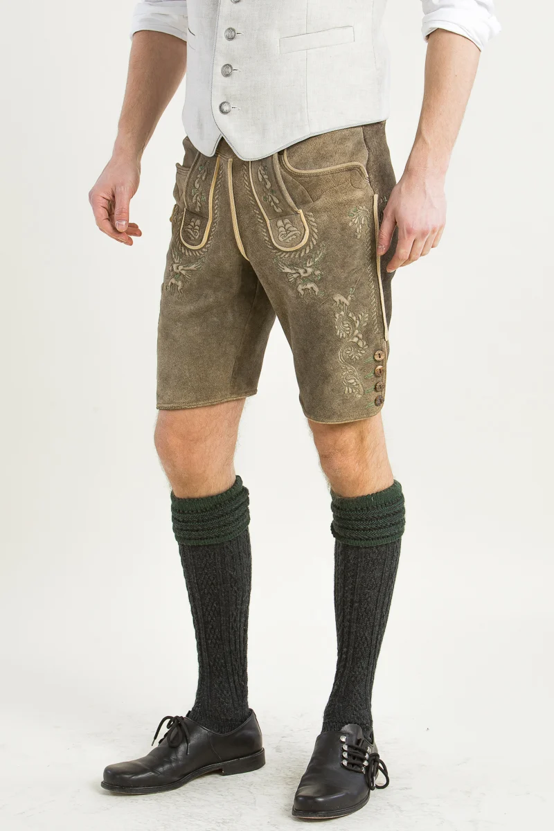 Kurze Meindl Hirschlederhose Gamskogel old grey