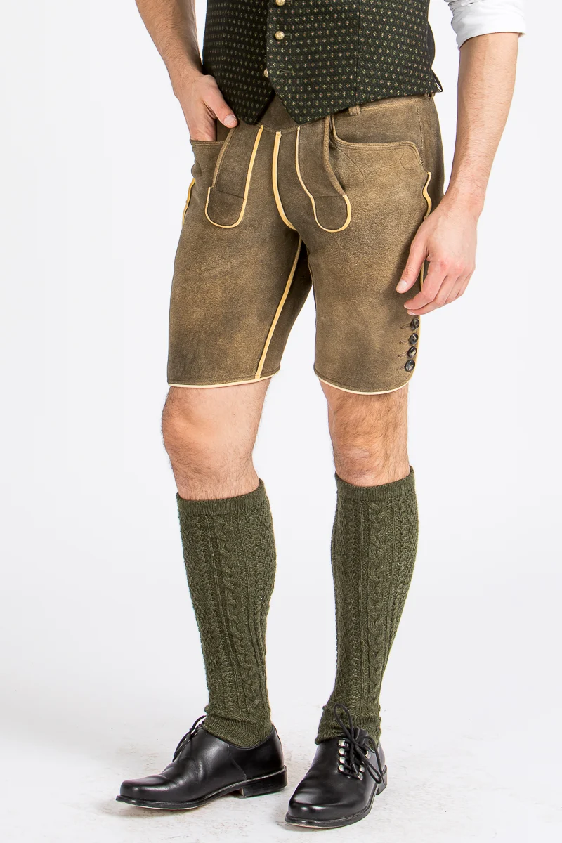 Kurze Meindl Hirschlederhose Nassfeld altschwarz