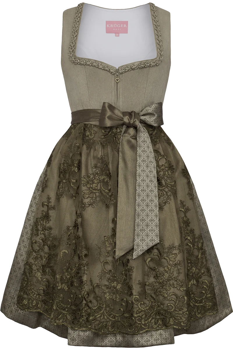 Mini-Samtdirndl mit Froschgroscherlrüschen