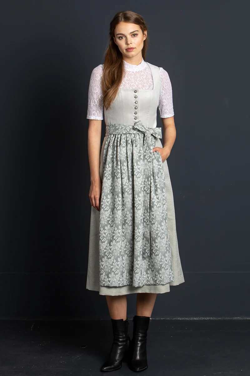 Almliebe Dirndl Boarische Braut grau
