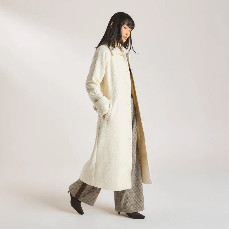 Shearling-Mantel - Crèmefarbe