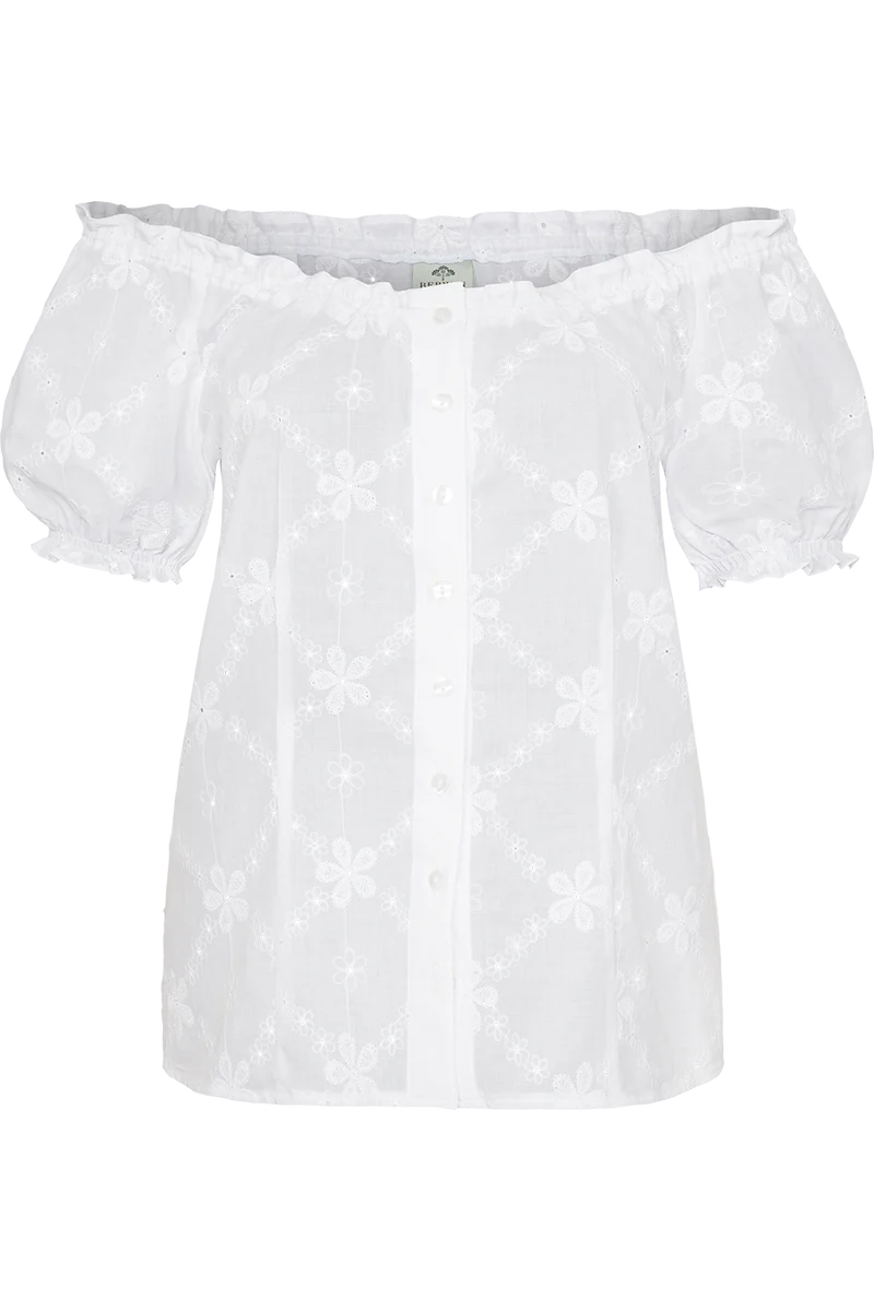 Damen Trachtenbluse schulterfrei mit Stickerei
