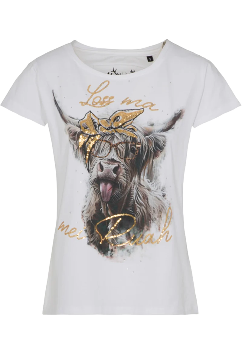 Damen T-Shirt mit frechem Kuhkopf-Druck