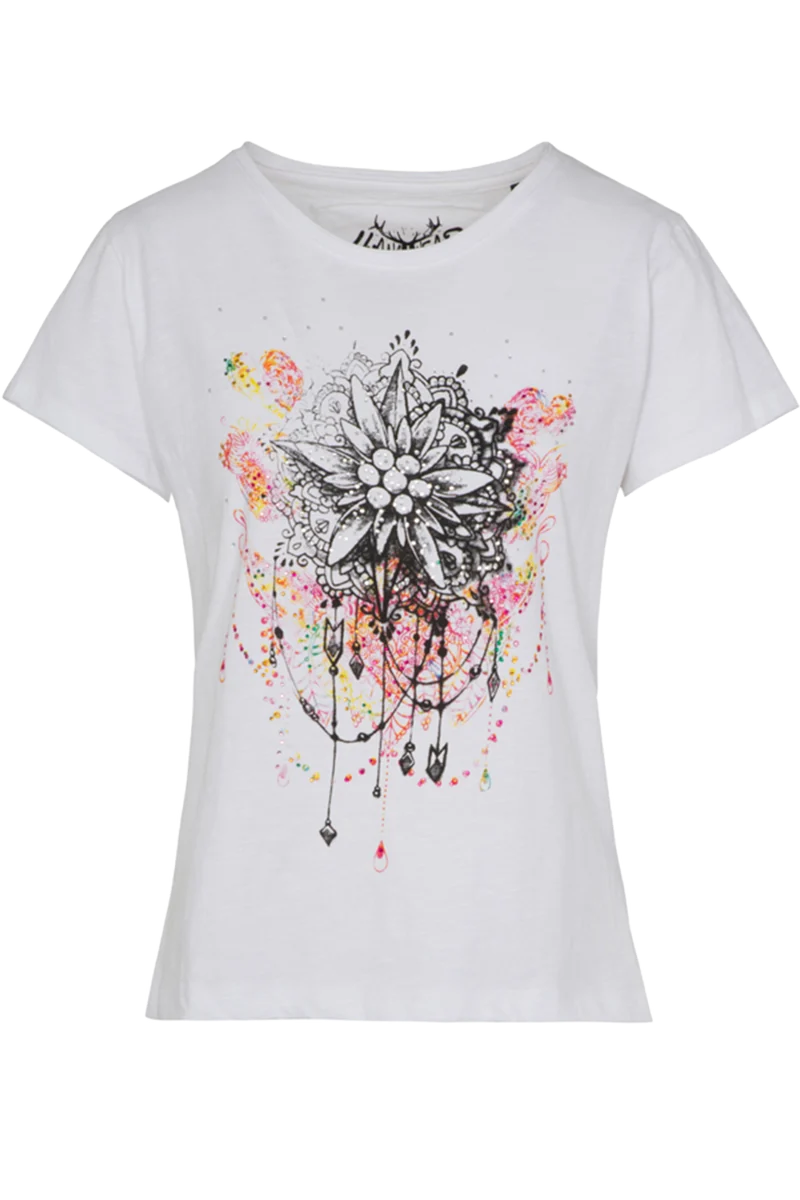 Damen T-Shirt mit Edelweiß-Mandala-Druck
