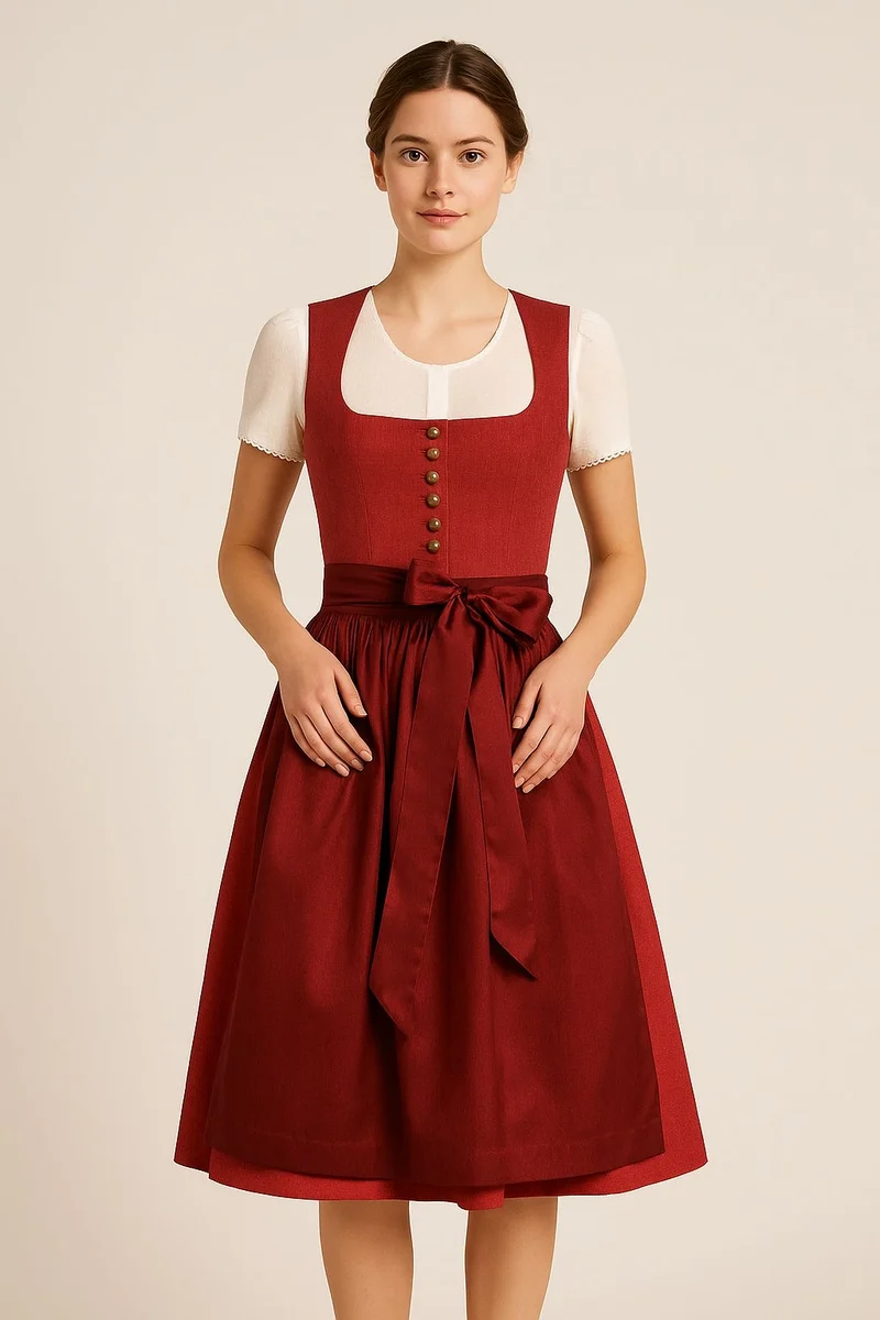 Dirndl Goldstich rot/bordeaux 70cm