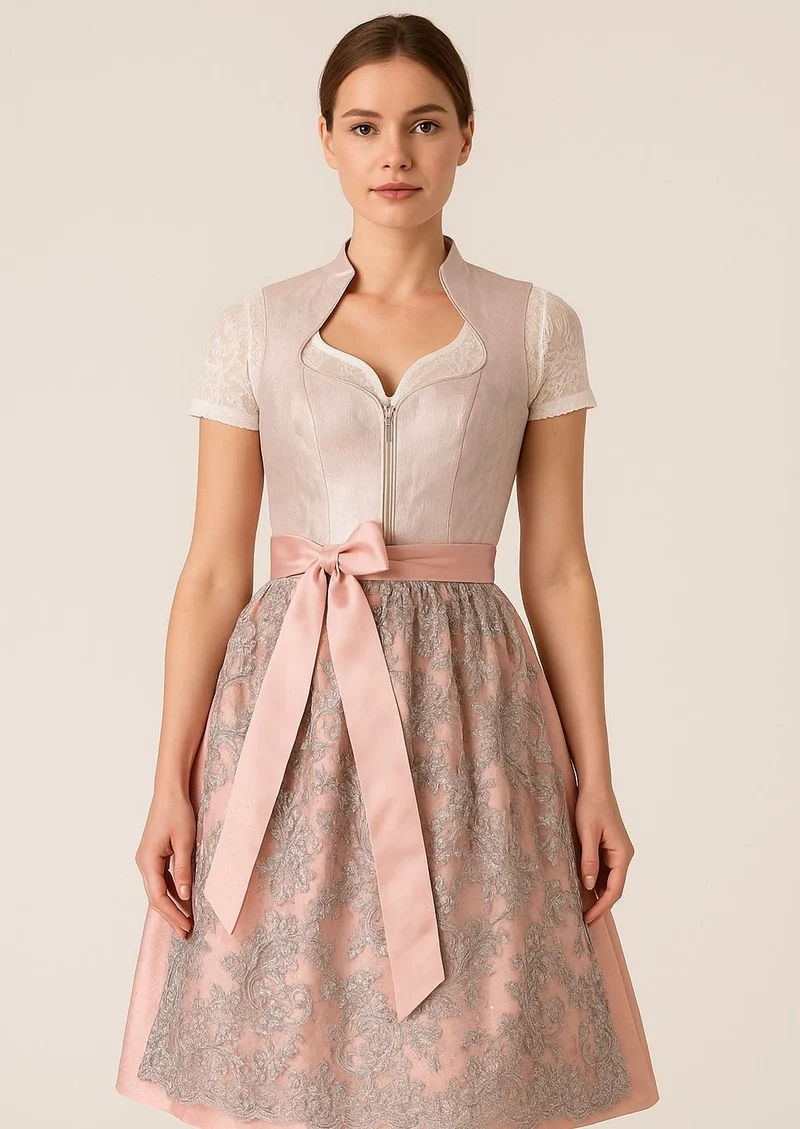 Dirndl Stockerpoint Diamond en Vouge silber/rose 65cm
