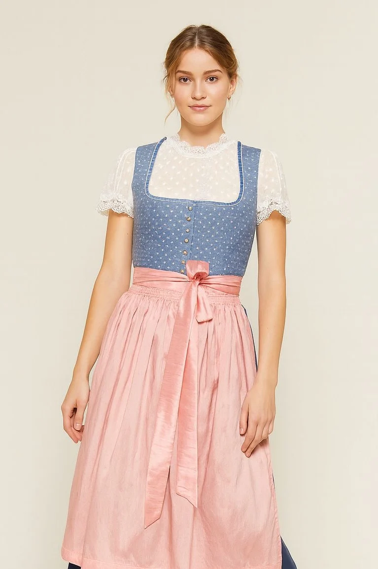 Dirndl Trachtenheimat Rosamunda taubenblau/rosa 70cm