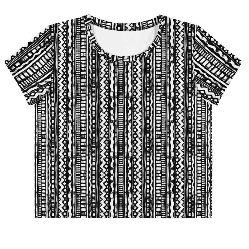 schwarz weißes Crop-Top | Rave Oberteil