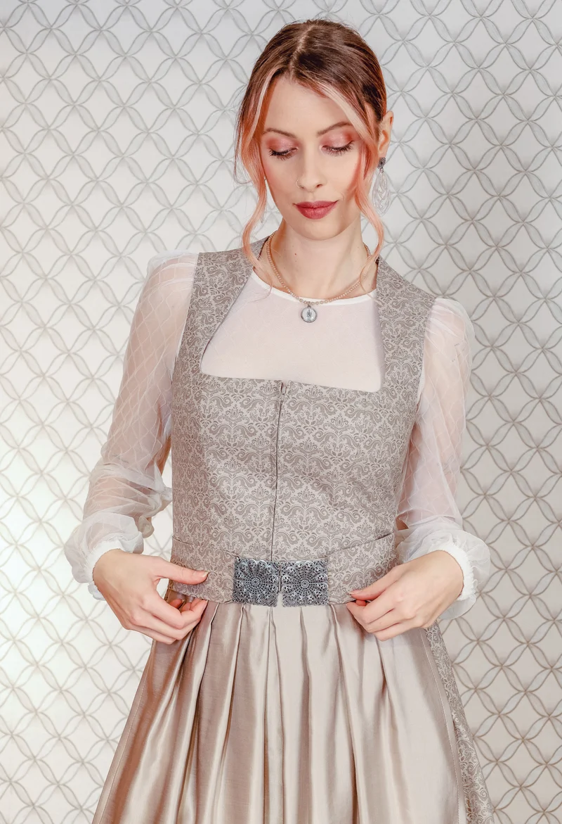 Dirndl Goldstich grau 75cm