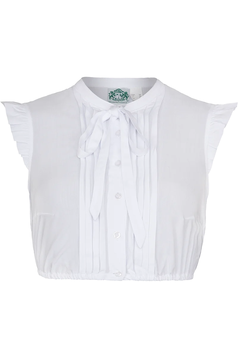 Dirndlbluse mit Stehkragen Biesen und Schleifenband