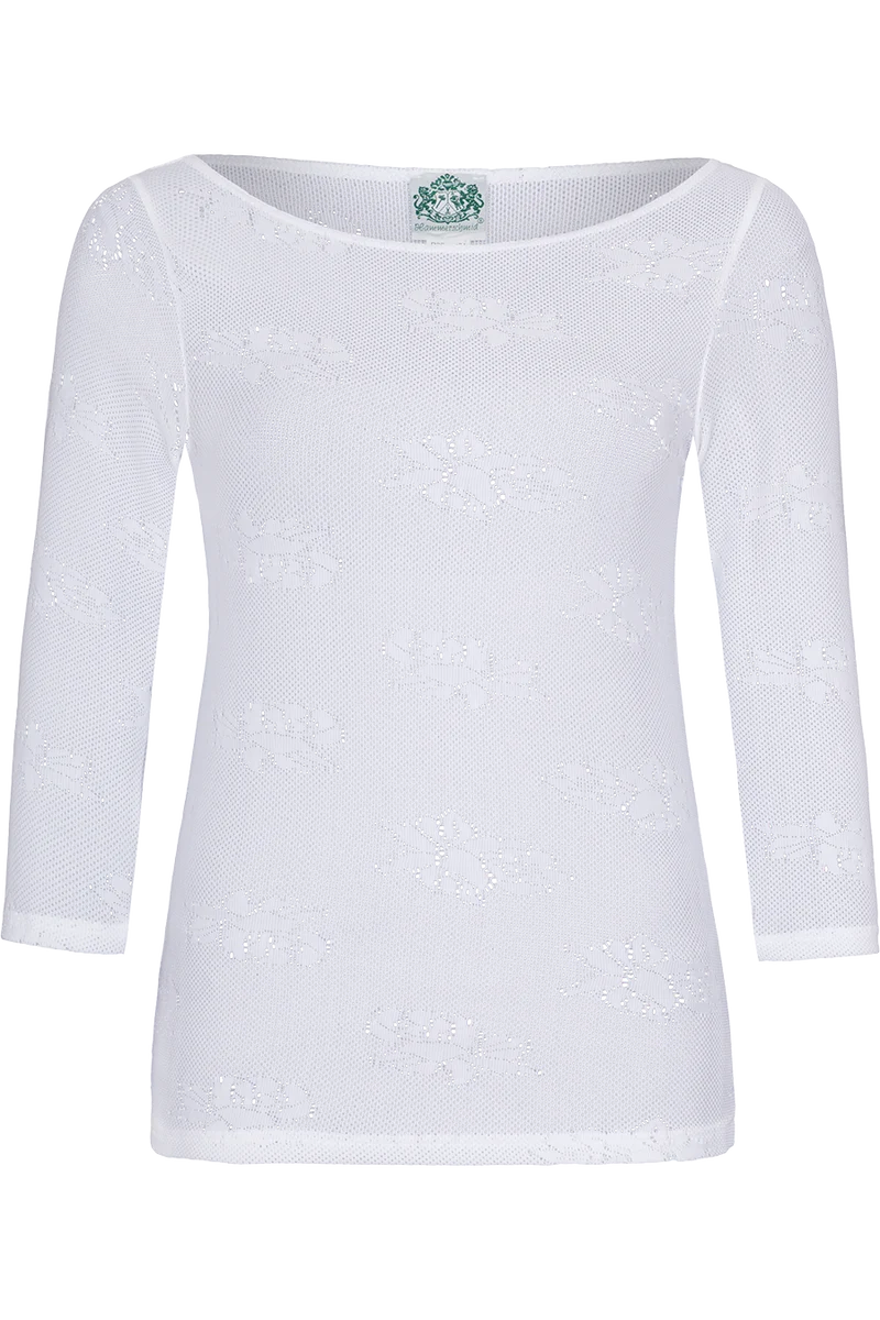 Damen Trachtenshirt mit Lochmuster und 3/4 Ärmeln