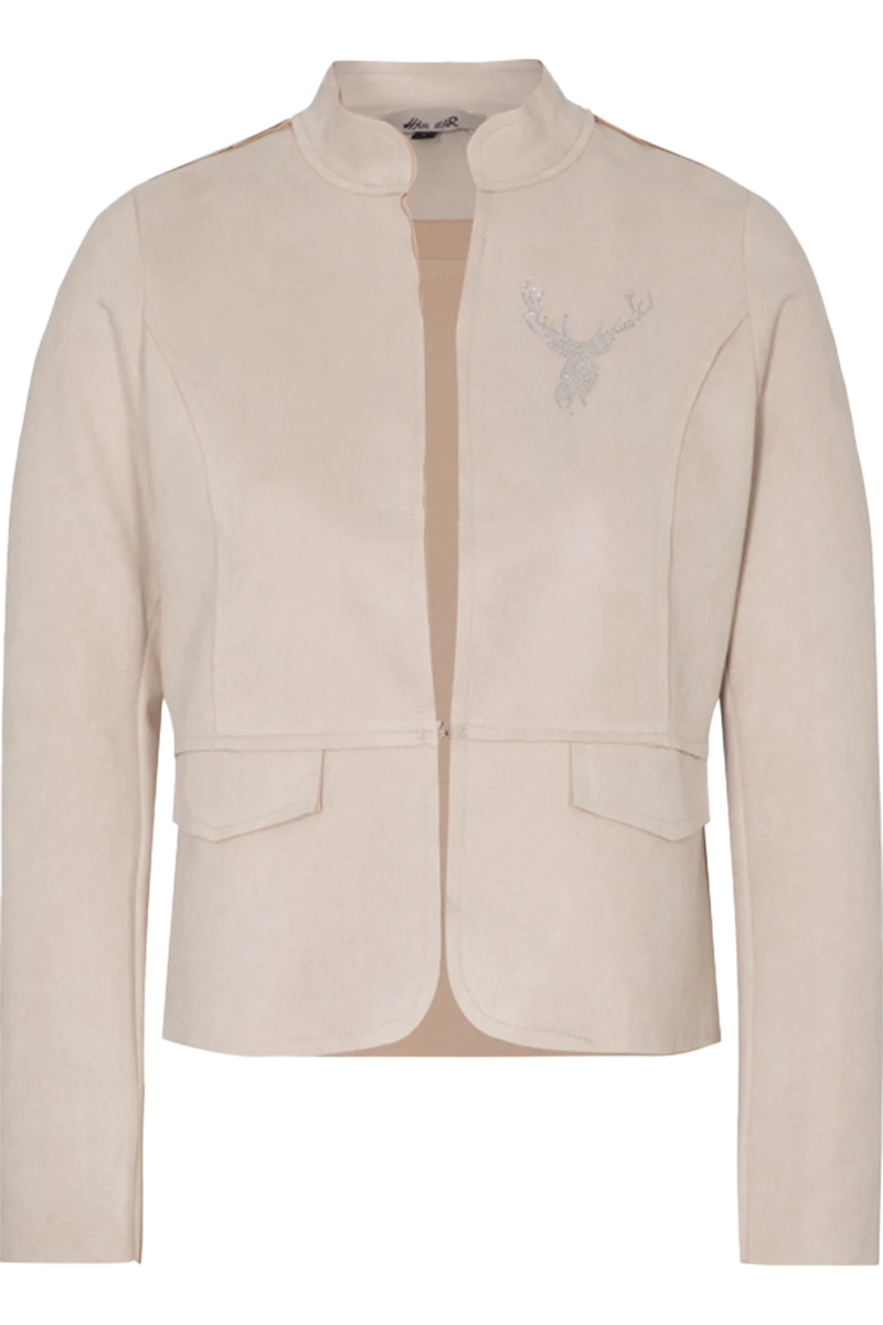 Damen Trachtenblazer mit Hirschkopf-Motiv aus Strasssteinchen - beige