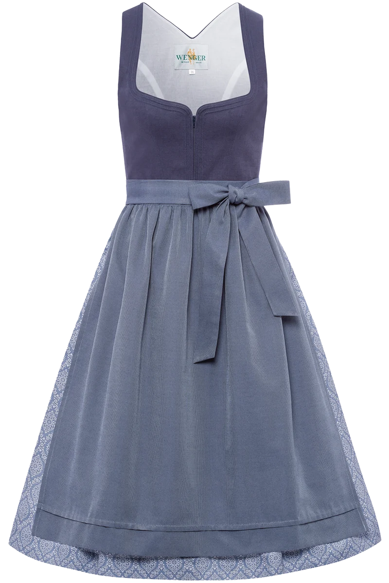 Leinendirndl lang mit Herzausschnitt