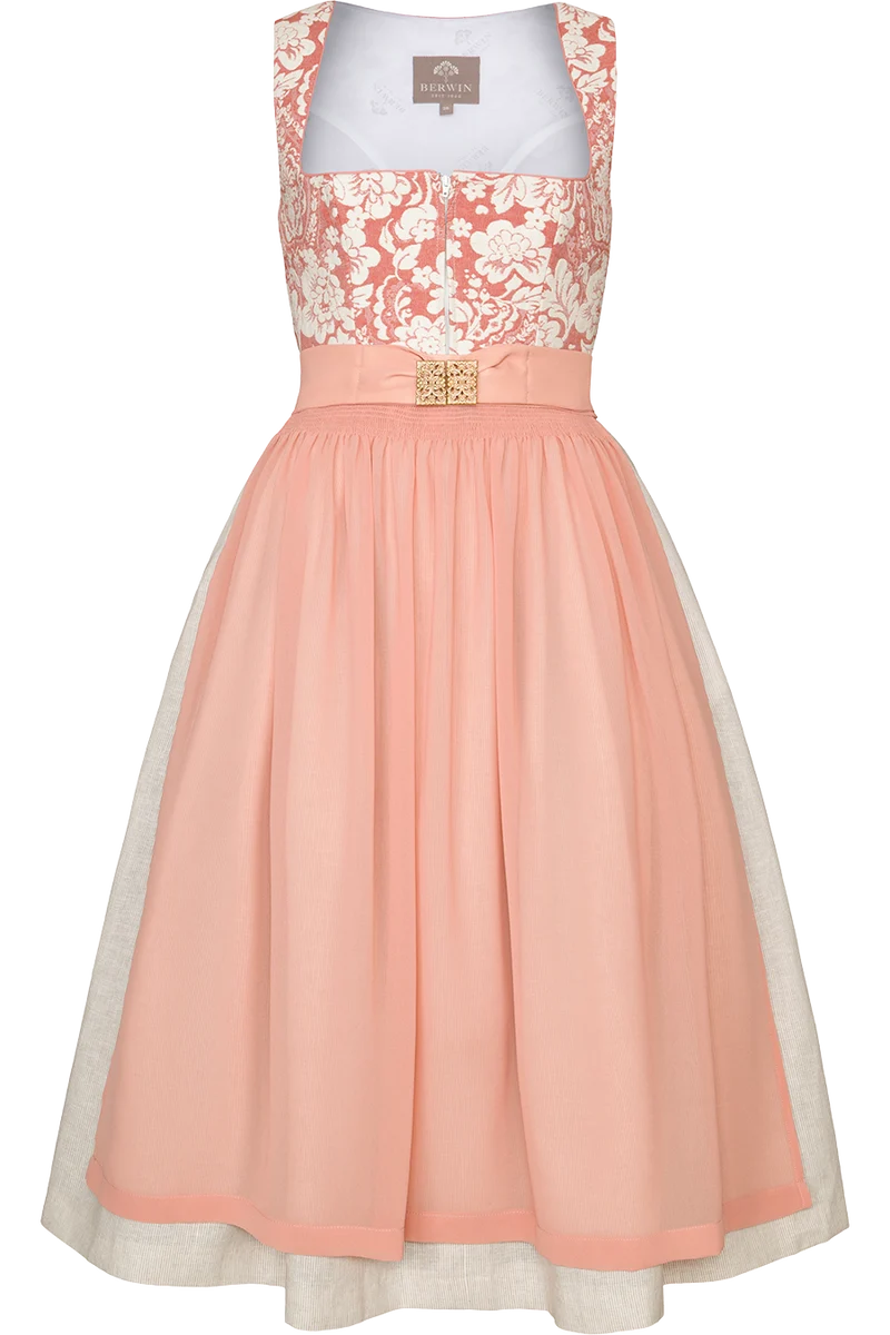 Midi-Dirndl mit Blumenmuster und Metallschließe