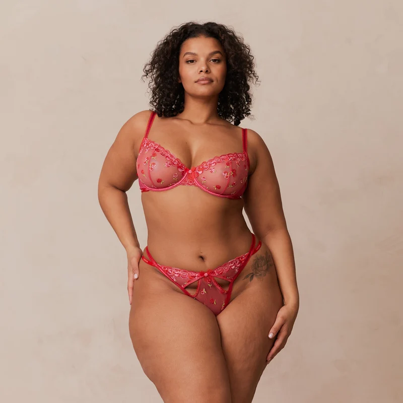 Blush Embroidered Balcony BH - Heißes Rosa