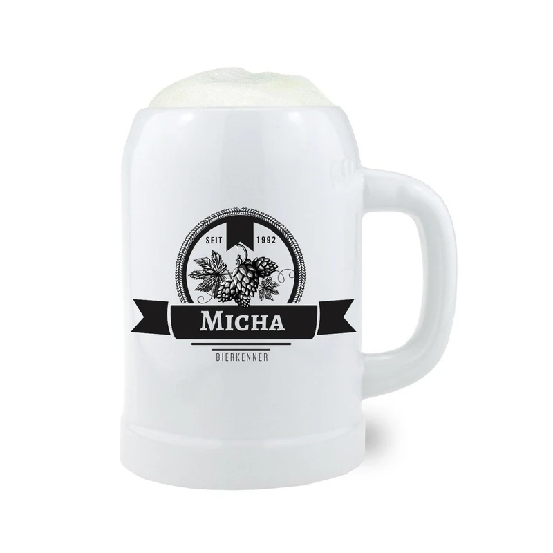Stein Bierkrug "Hopfendolde" mit Wunschname