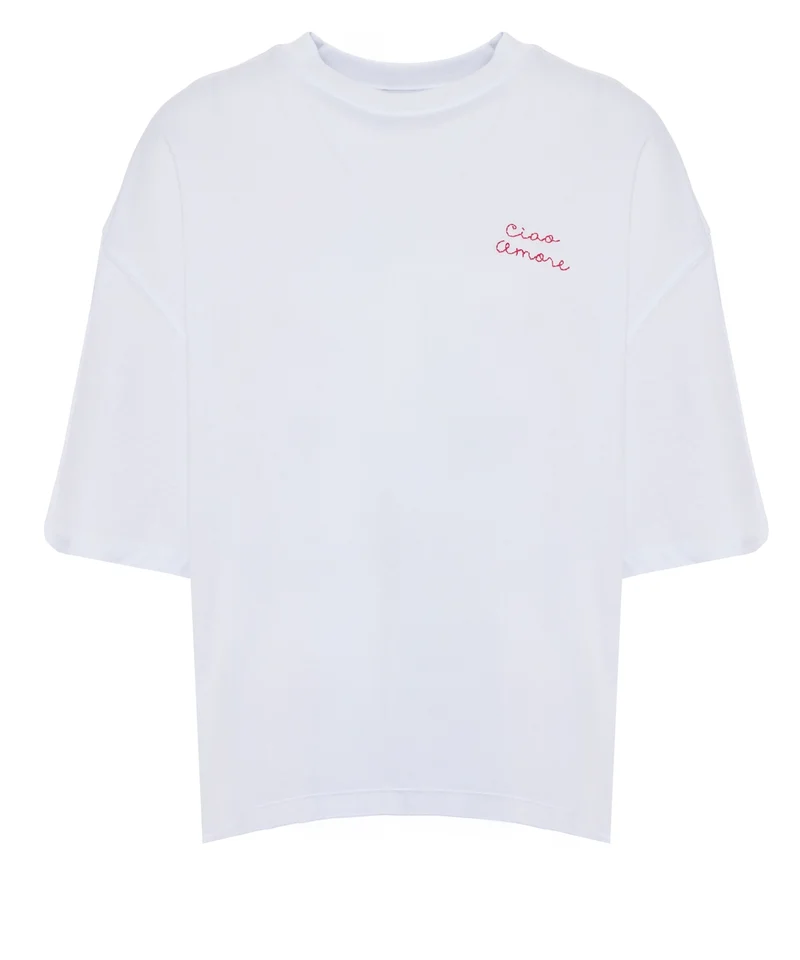 T-shirt con ricamo del logo