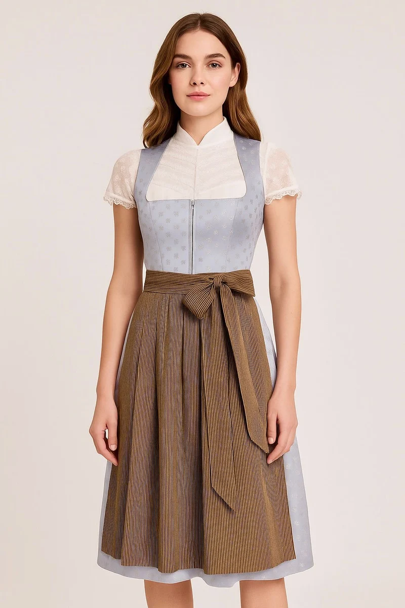 Dirndl Goldstich eisblau 75cm