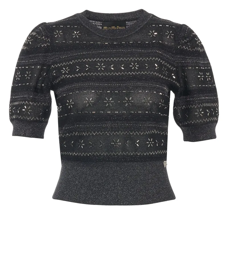 T-shirt con dettagli metallici