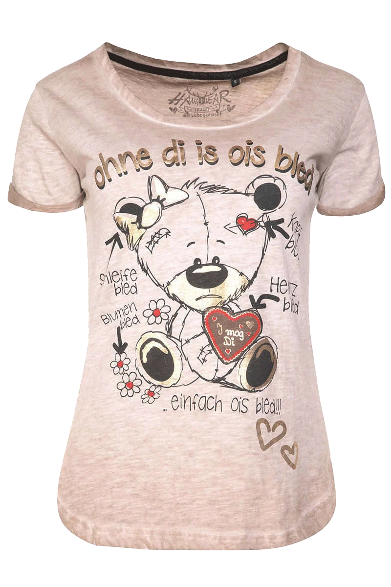 Damen T-Shirt 'ohne Di is ois bled'