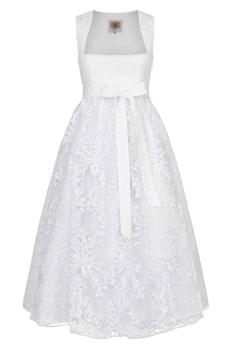 Hochzeits Umstandsdirndl mit Spitzenschürze weiß