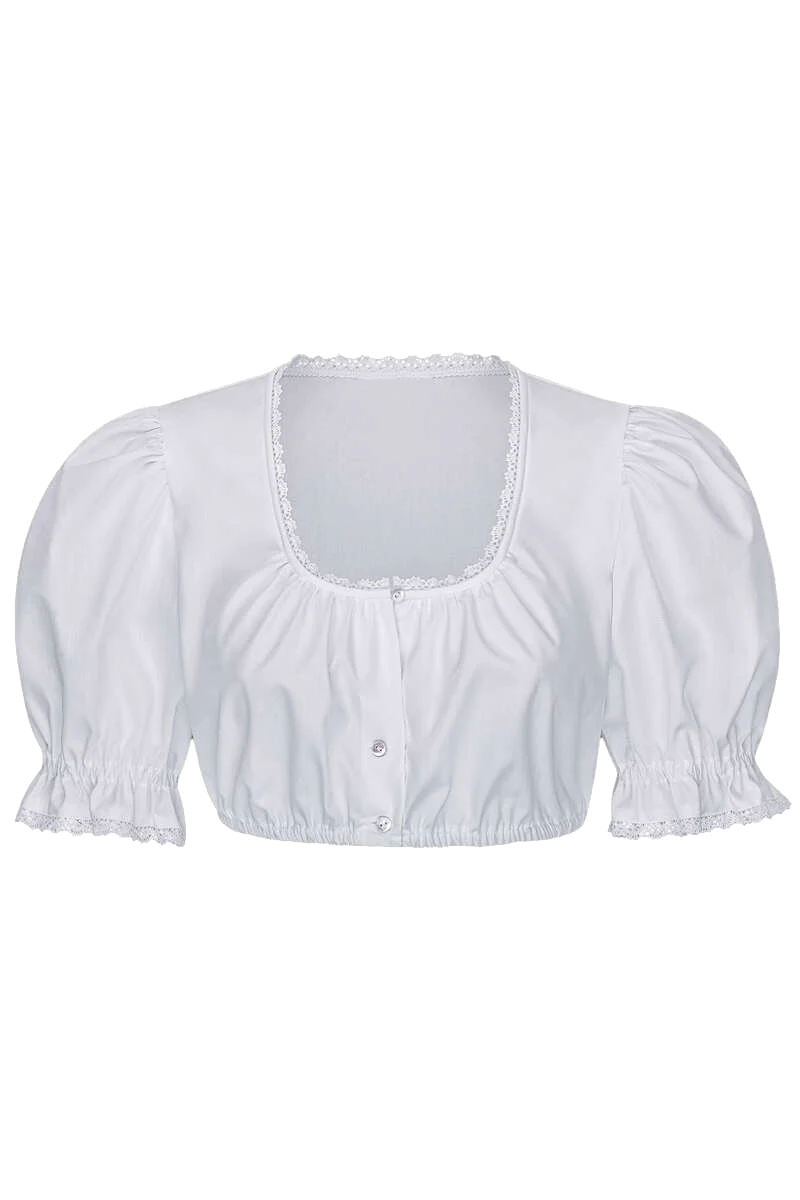 Dirndlbluse mit Spitzenverzierung zum Knöpfen