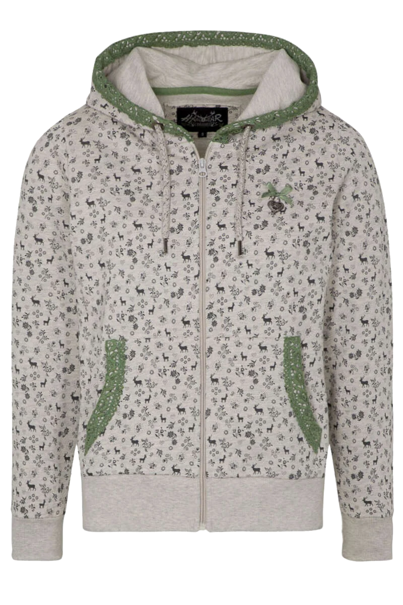 Damen Sweatjacke Alpin mit Spitze
