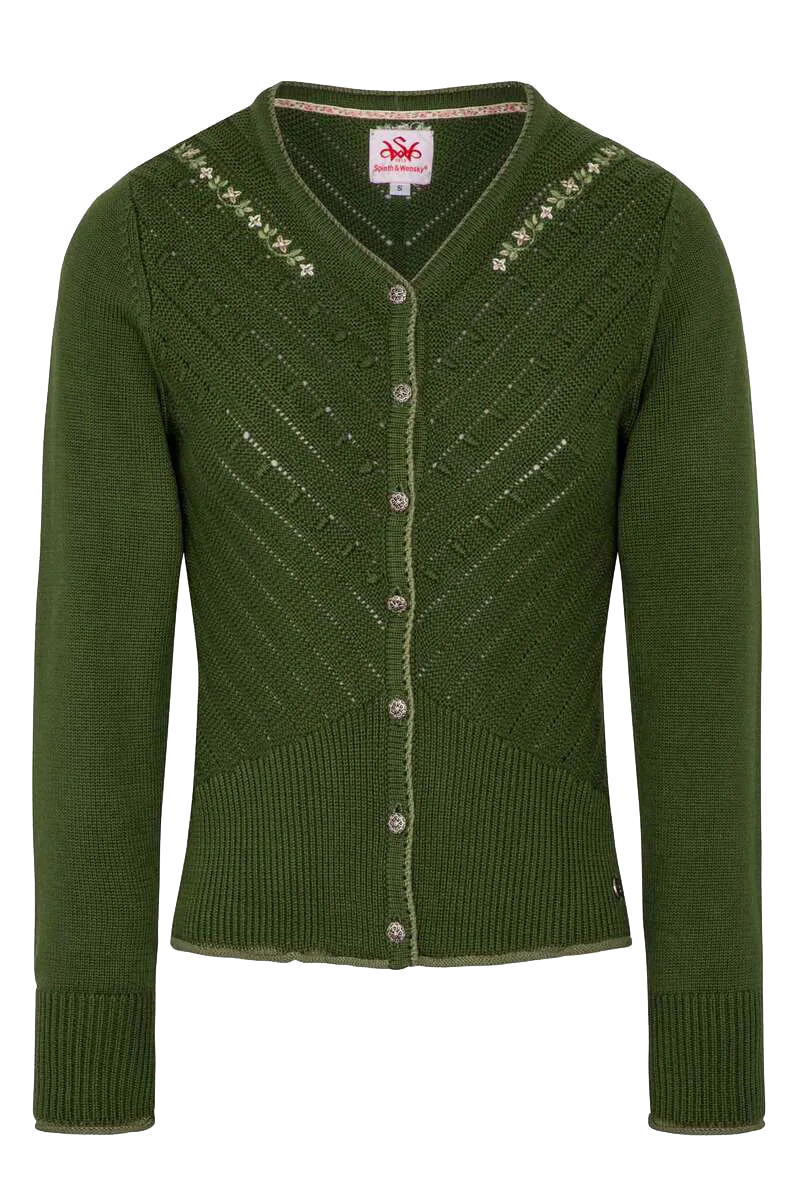 Damen Trachten Strickjacke mit Blumenstickerei