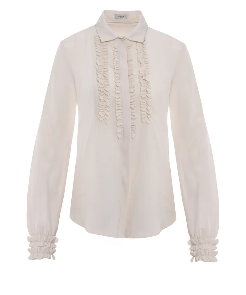 Blusa in seta con dettagli in ruches